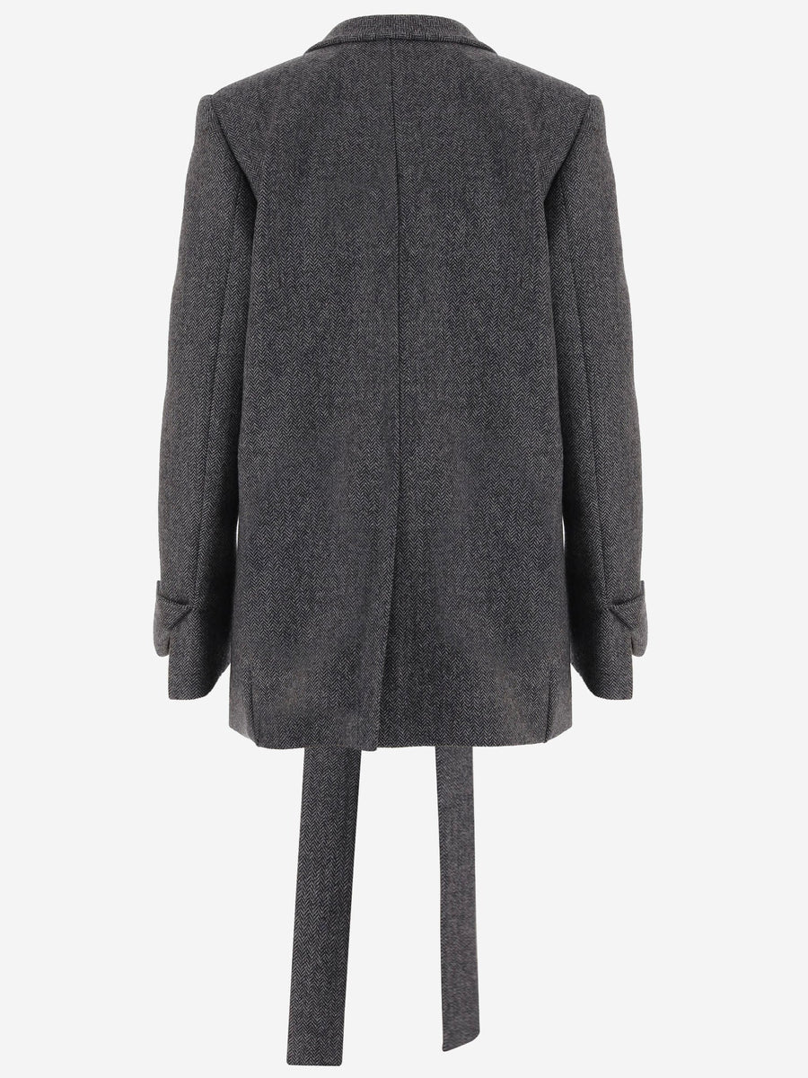 Belted Wool Jacket Grey