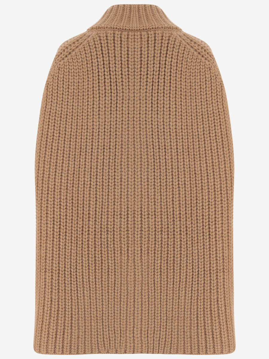 Knit Jacket Ribbed Cashmere Beige