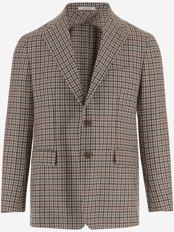 Wool Jacket With Check Pattern Multicolour