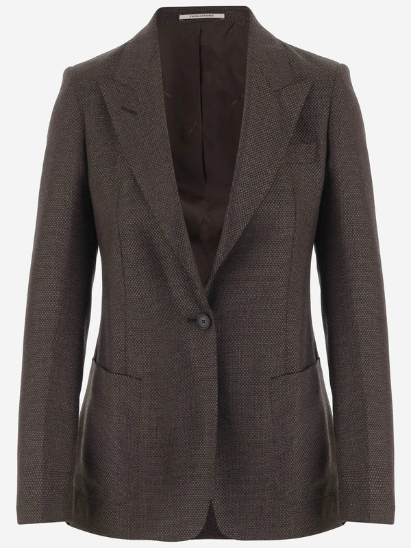 Jacket With Peak Lapel, Wool Dark Brown