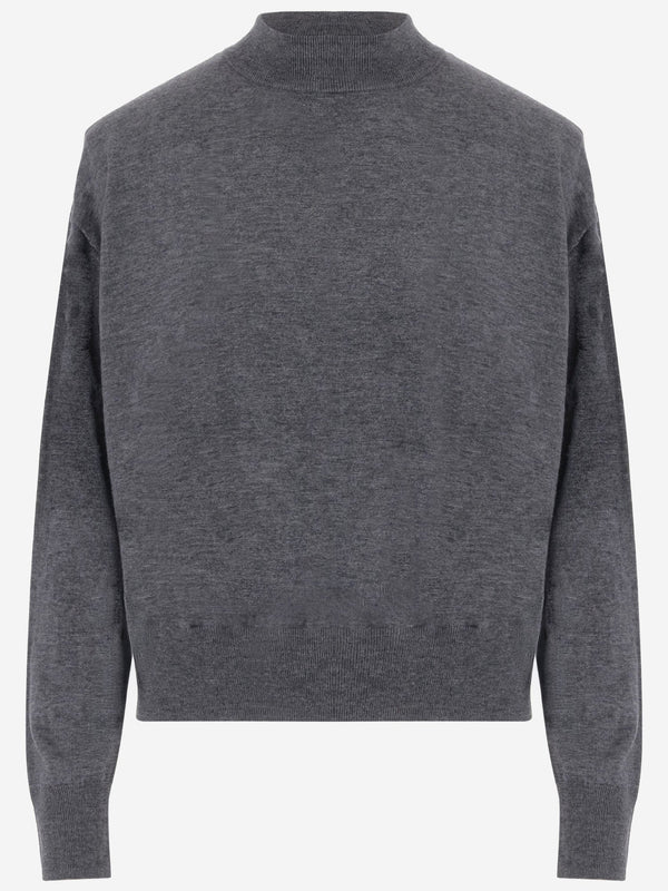 Turtleneck Wool-Blend Sweater Dark Grey