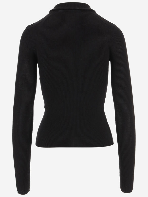Sweater Wool And Silk Black Merino