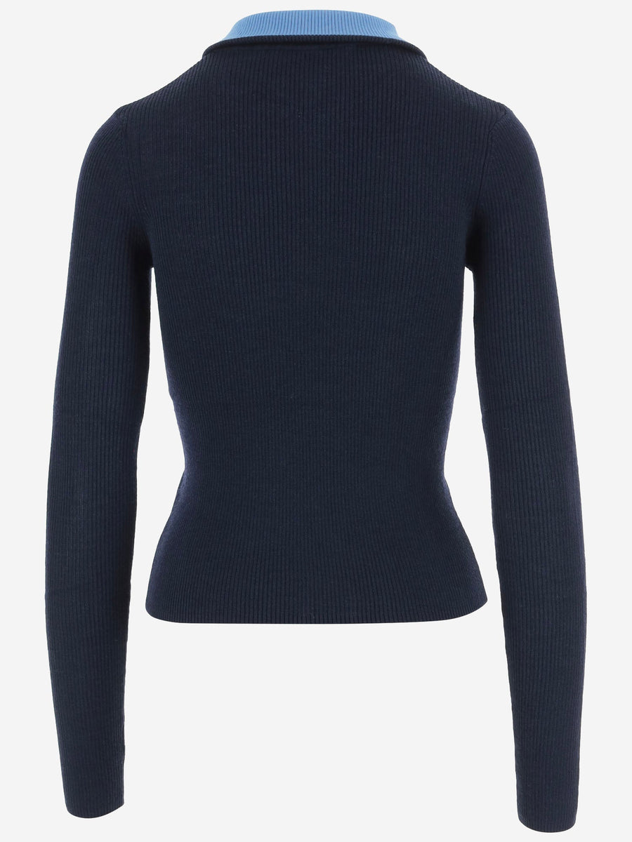Sweater Wool And Silk Dark Navy Merino