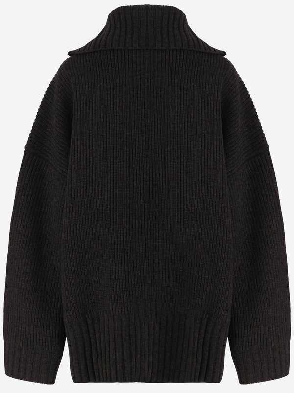 Oversized Wool Cardigan Black