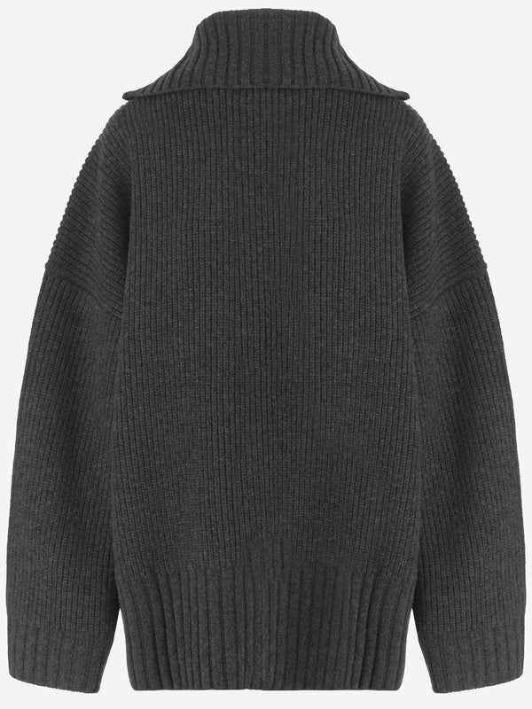 Oversized Wool Cardigan Dark Grey