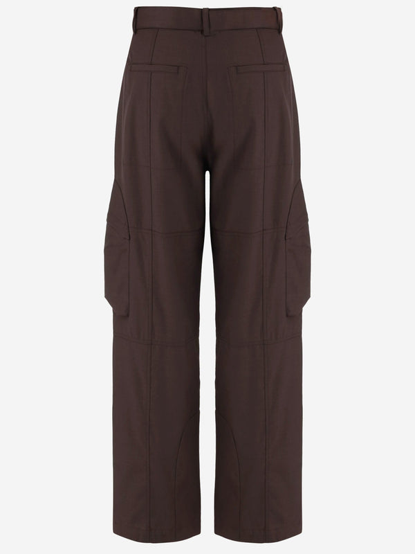 Cargo Pants Brown Wool-Blend Polyester Trousers
