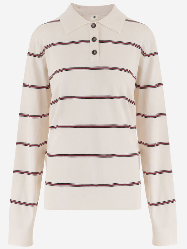 Knit Jumper Ecru-Burgundy-Black Stripe Ecru/burgundy/black Viscose (fsc) / Polyester
