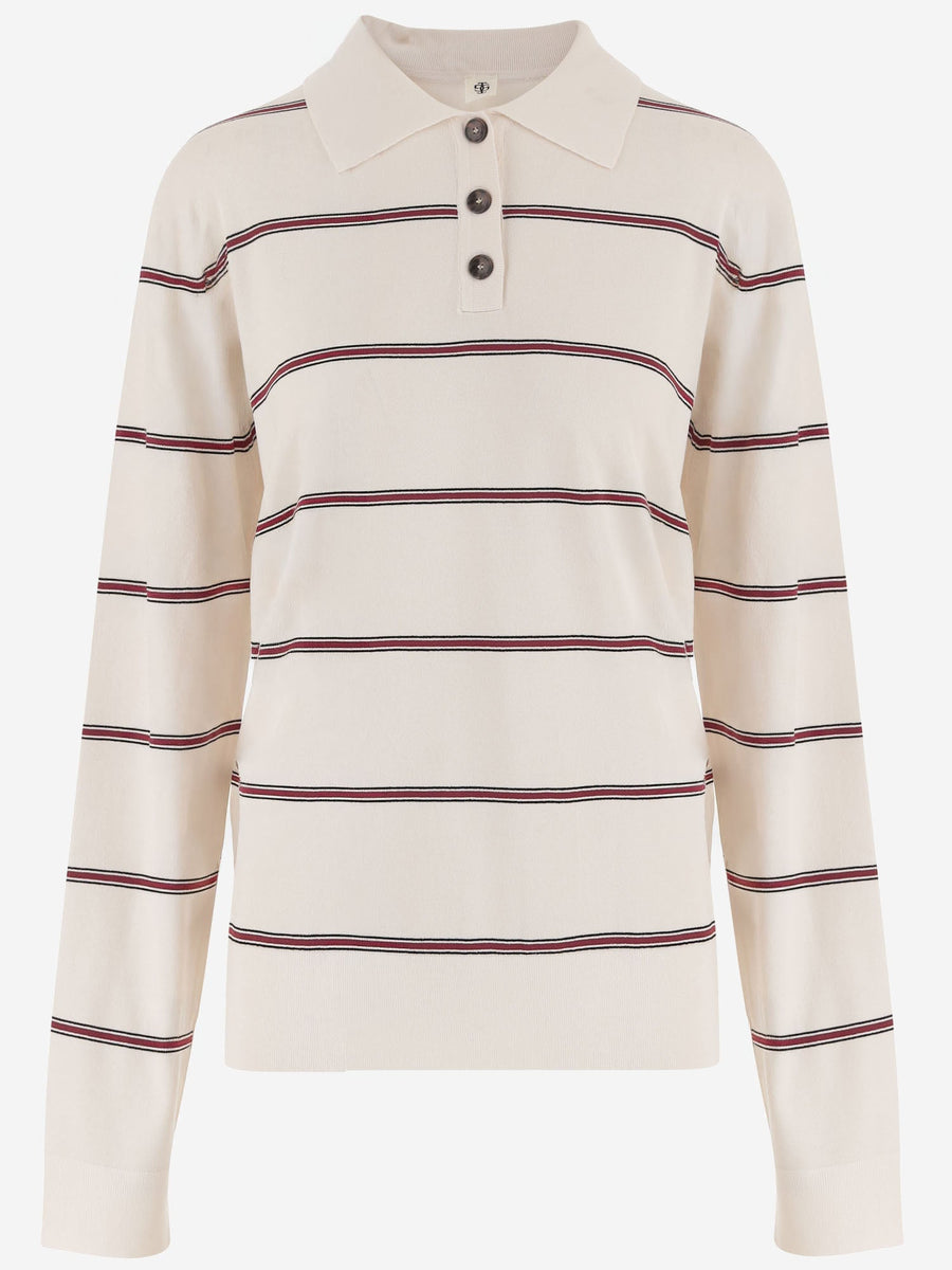 Knit Jumper Ecru-Burgundy-Black Stripe Ecru/burgundy/black Viscose (fsc) / Polyester