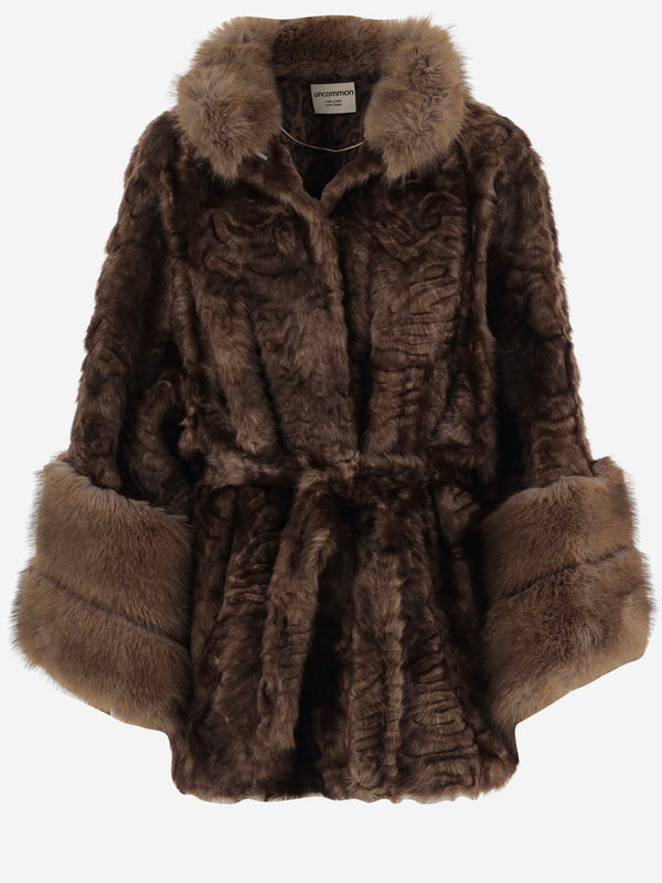 Faux Fur Jacket Brown Polyester
