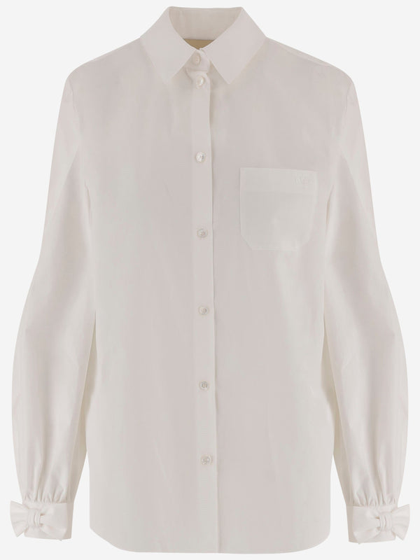 Cotton Shirt With Bow Details White