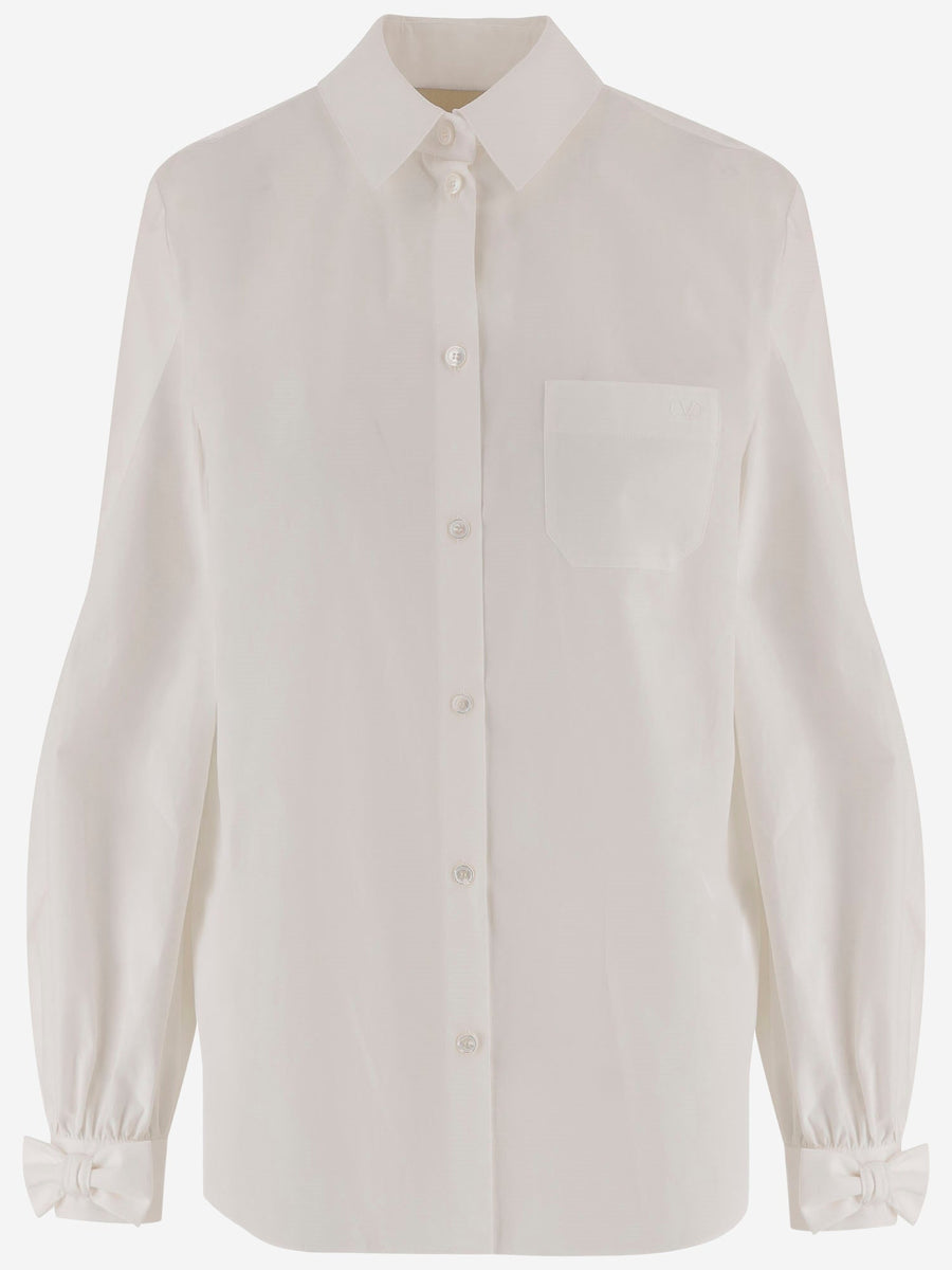 Cotton Shirt With Bow Details White