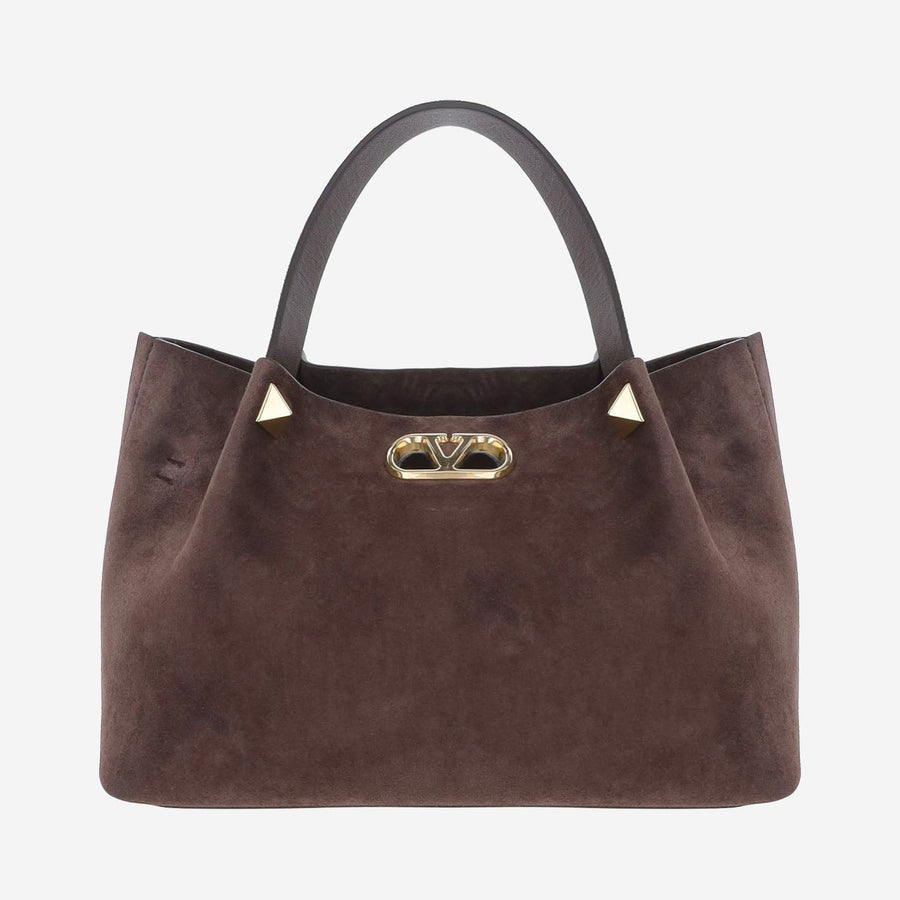 Shoulder Bag Vlogo Moon Suede Ebony Brown