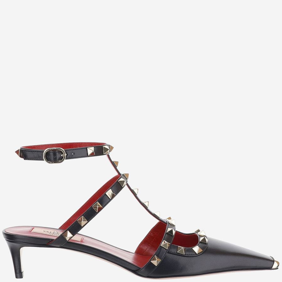 Rockstud Leather Pumps Black