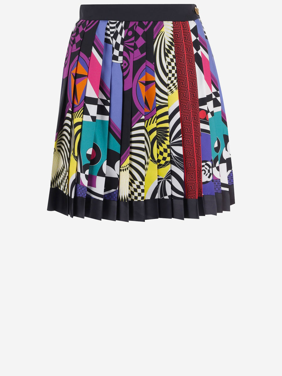 Mini Skirt Pleated Silk Twill Multicolour