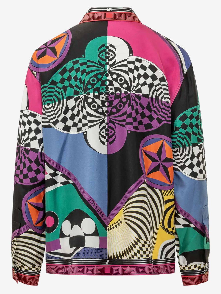 Silk Shirt With Geometric Print Multicolour