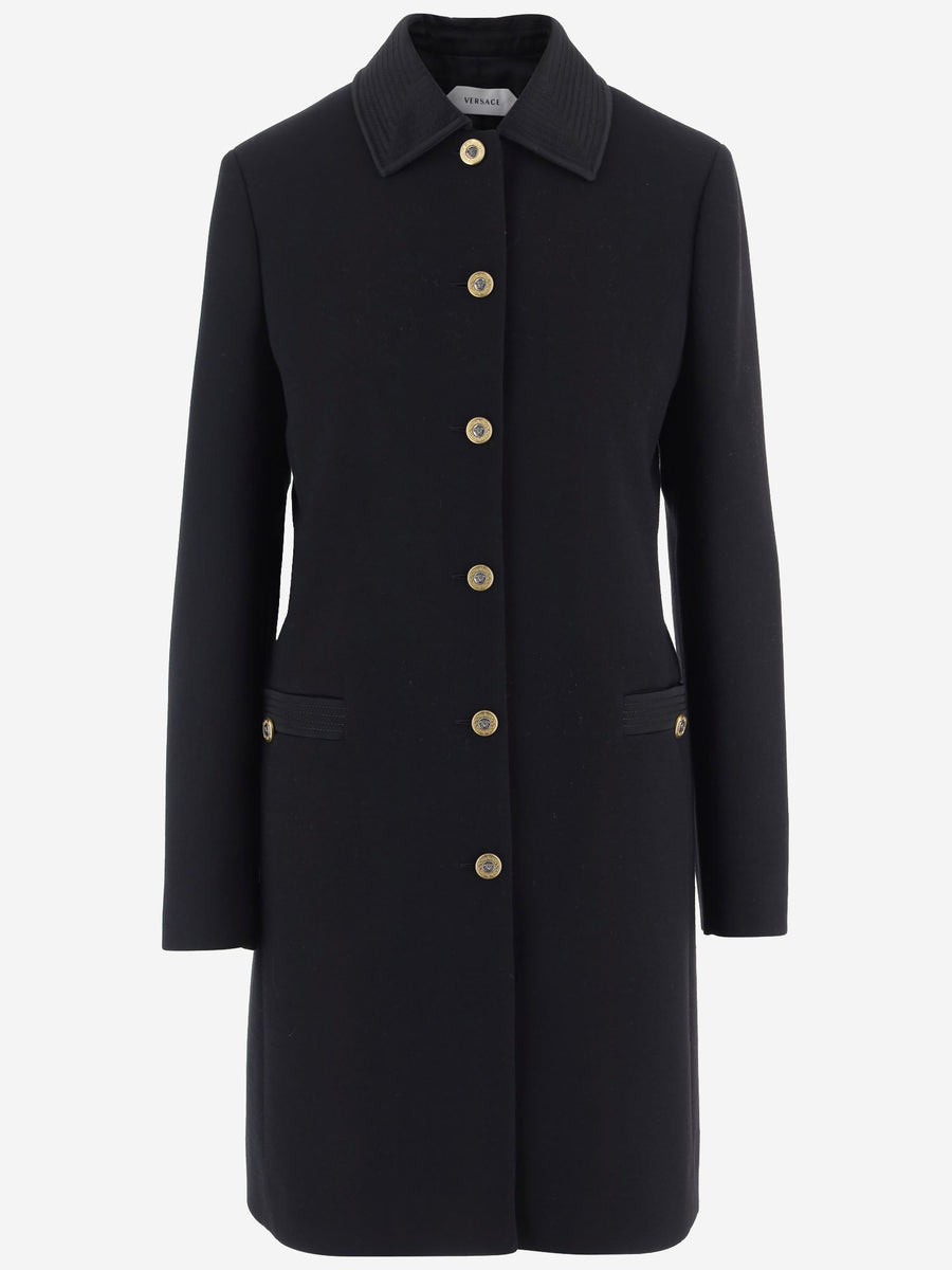 Single-Breasted Wool Coat Black Virgin