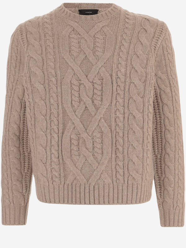 Wool Cable Knit Sweater Beige