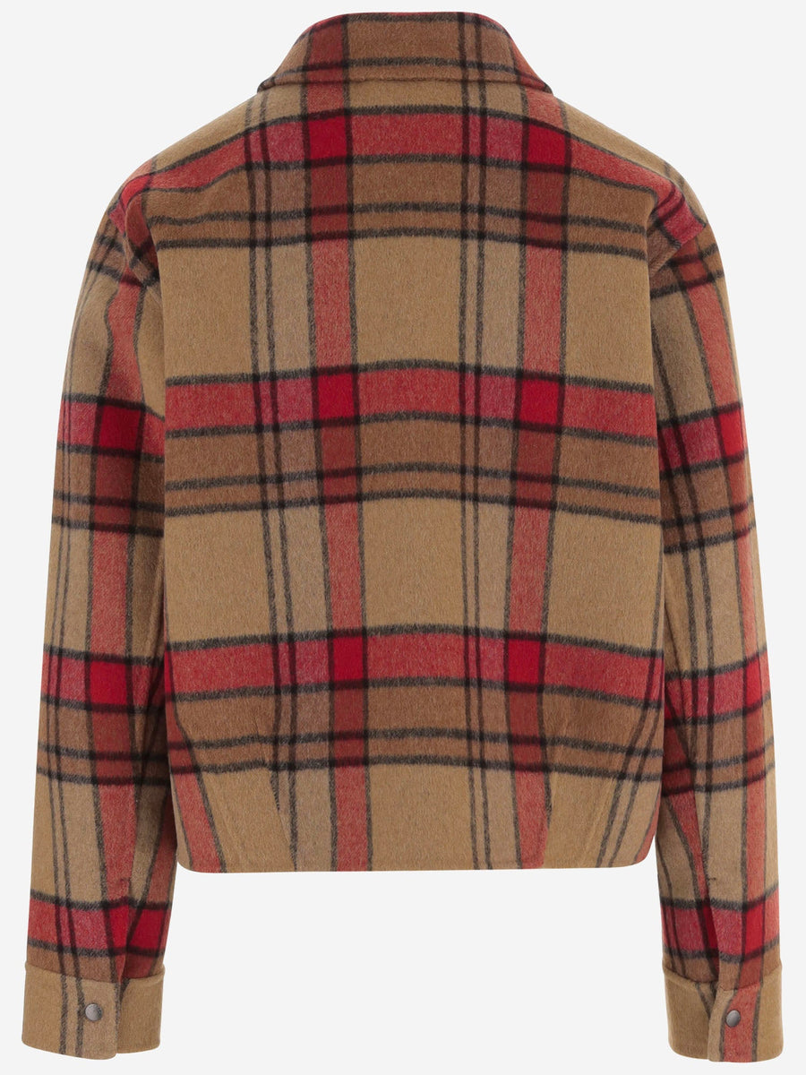 Wool-Blend Check Pattern Shirt Multicolour