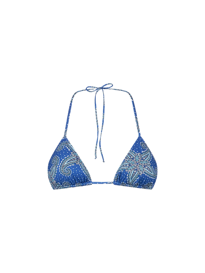 Leah Paisley Star Triangle Bikini Top Blue