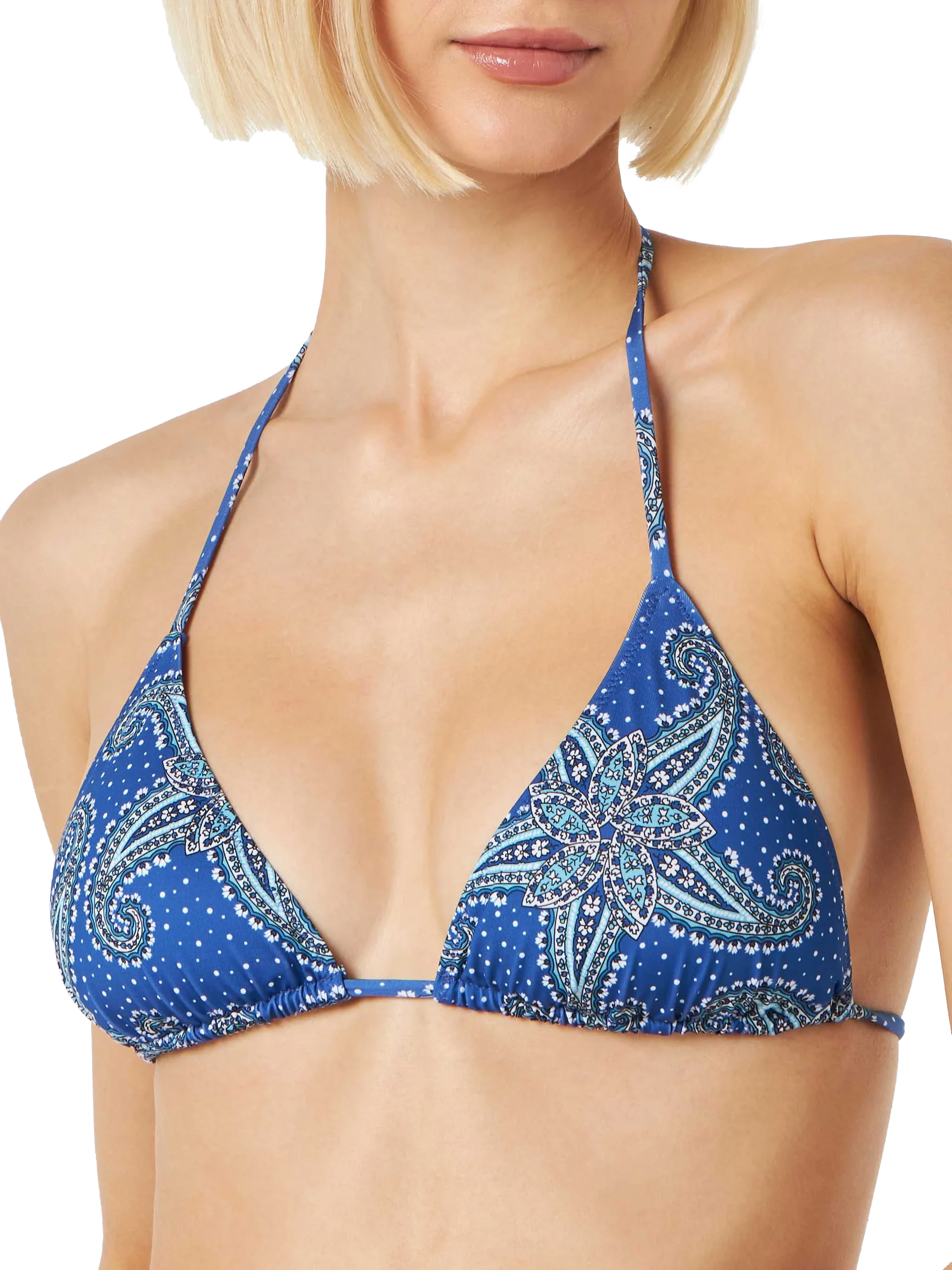 Leah Paisley Star Triangle Bikini Top Blue