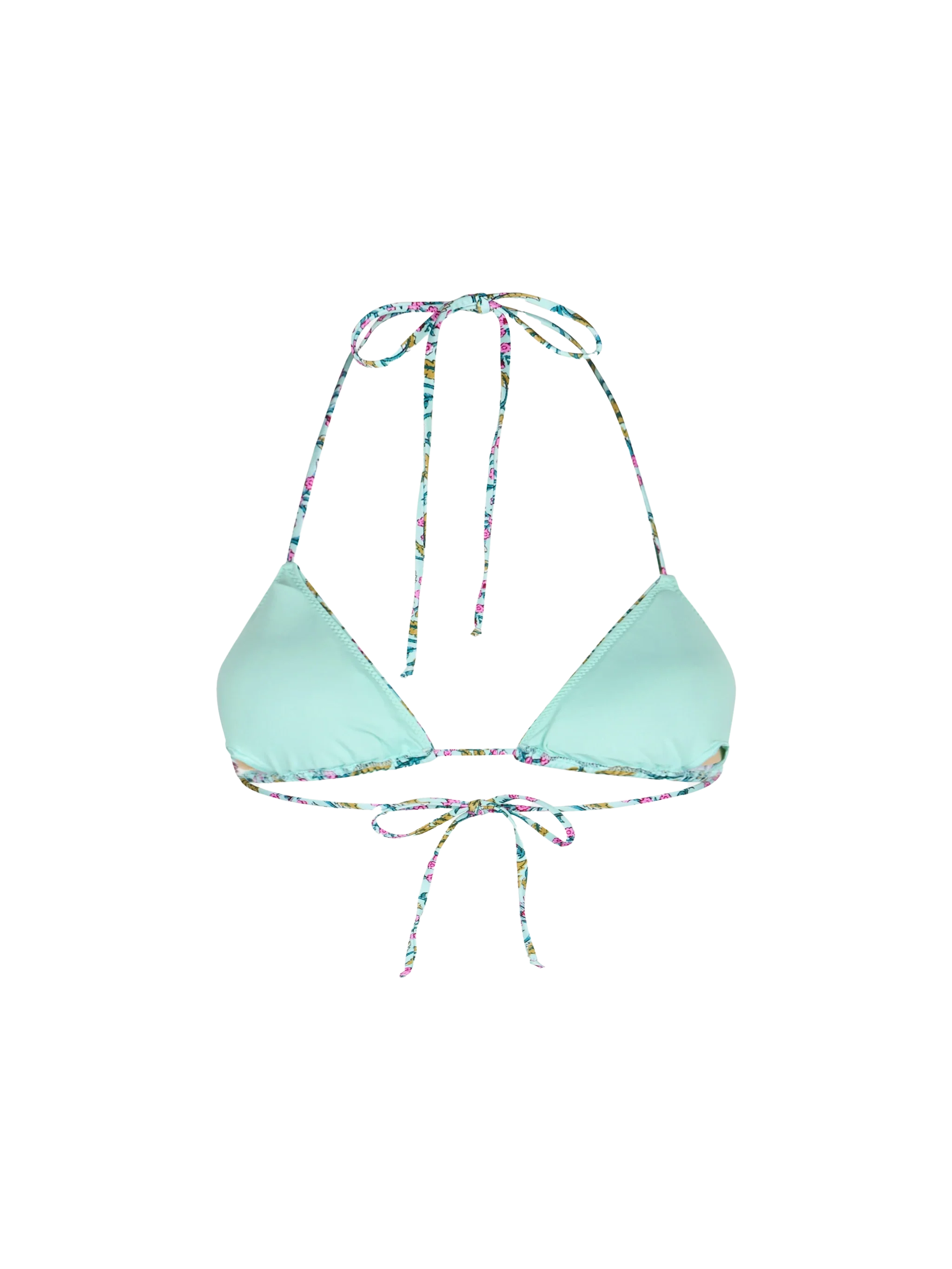 Leah Multicolor Floral Triangle Bikini Top Green