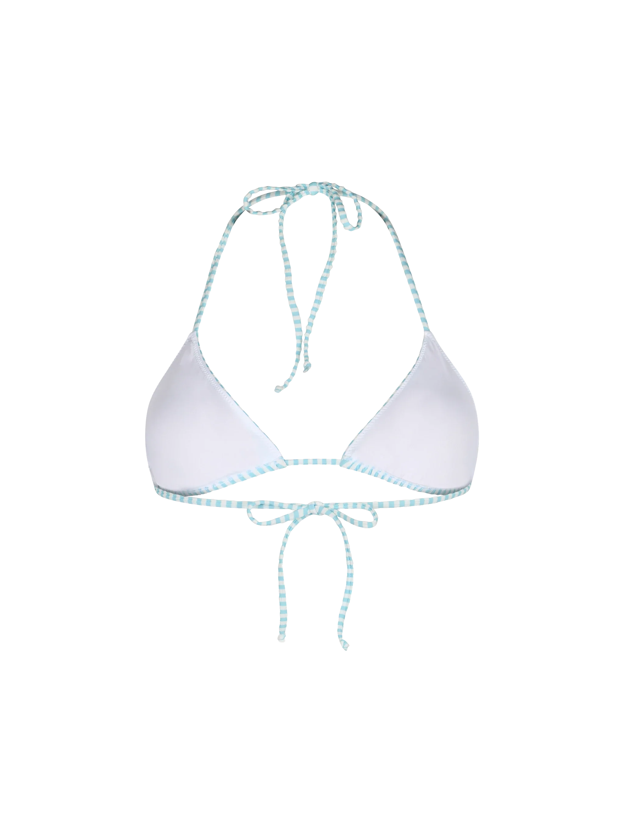 Leah Seersucker Striped Triangle Bikini Top Sky