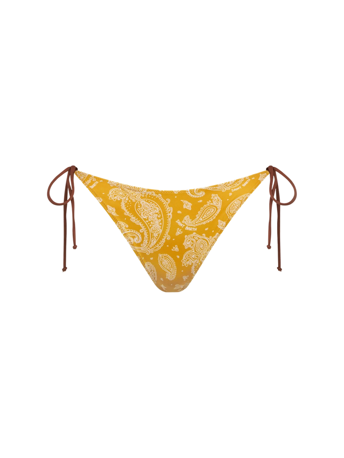 Woman Swim Briefs With Paisley Print Yellow Bottom