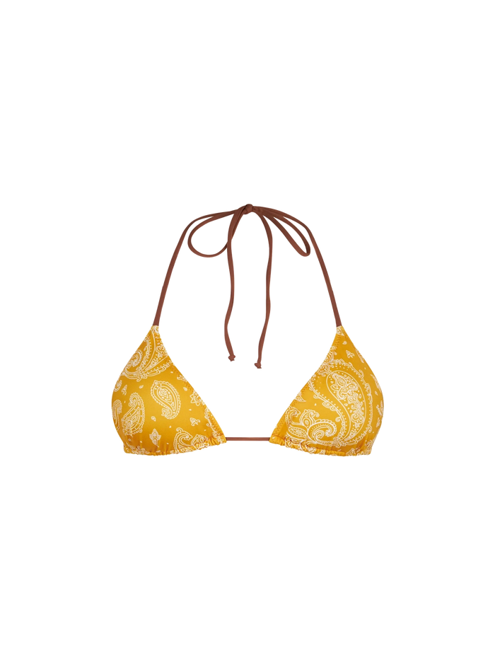 Ochre Paisley Leah Triangle Bikini Top Yellow