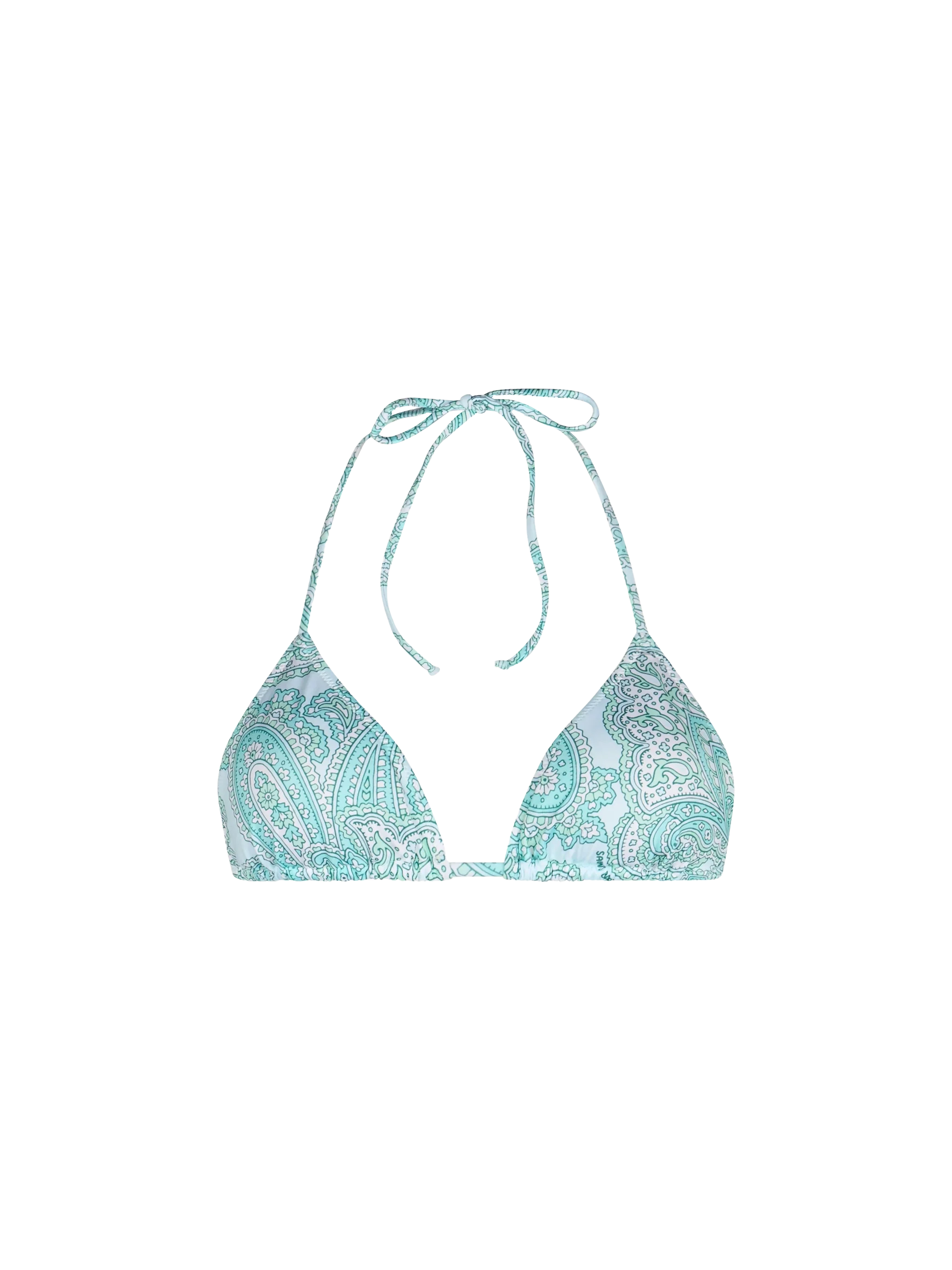 Leah Water Green Paisley Triangle Bikini Top Verde Acqua