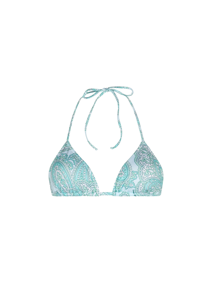 Leah Water Green Paisley Triangle Bikini Top Verde Acqua