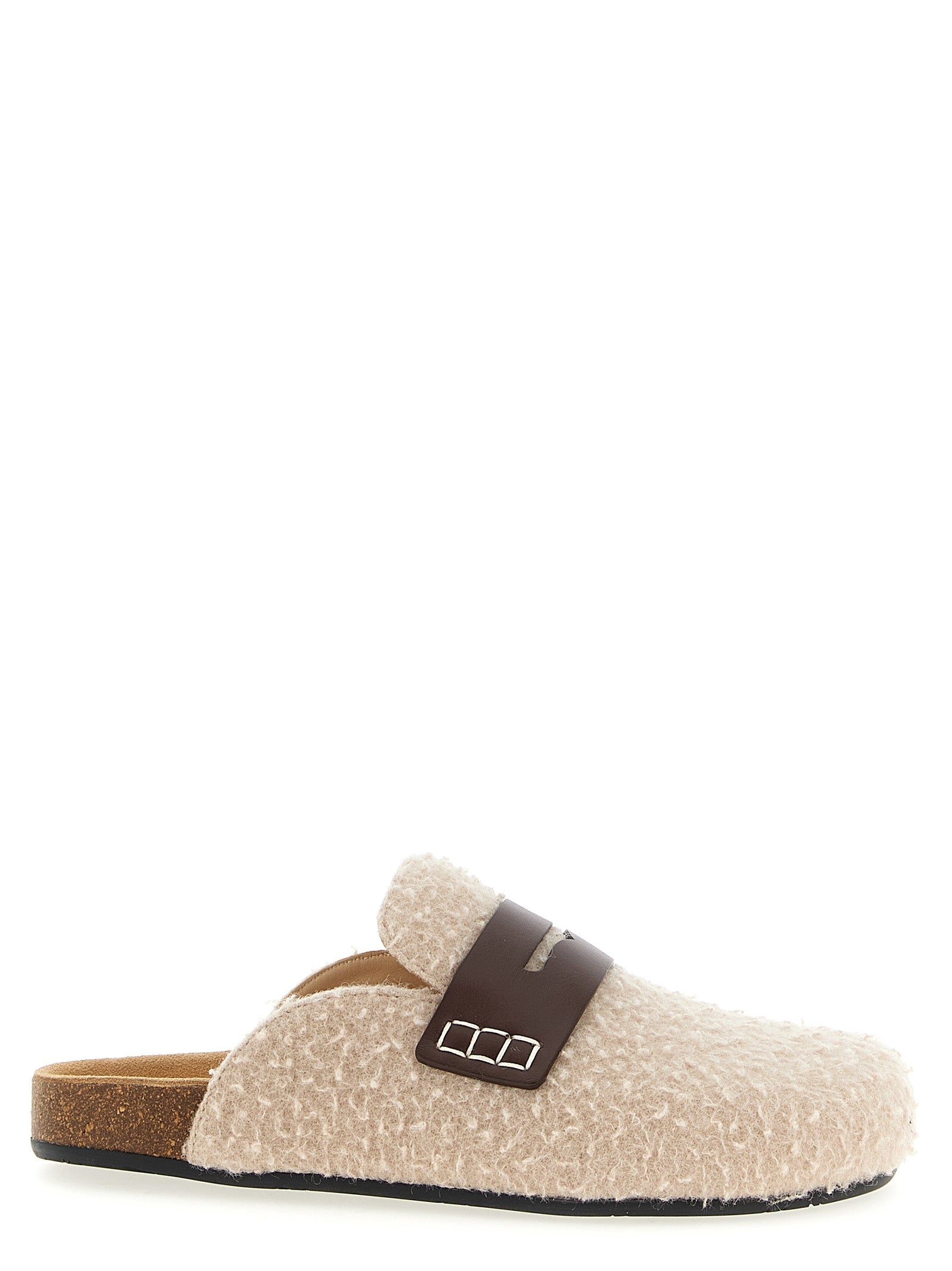 Felt Loafer mules Beige Virgin Wool Flat Shoes