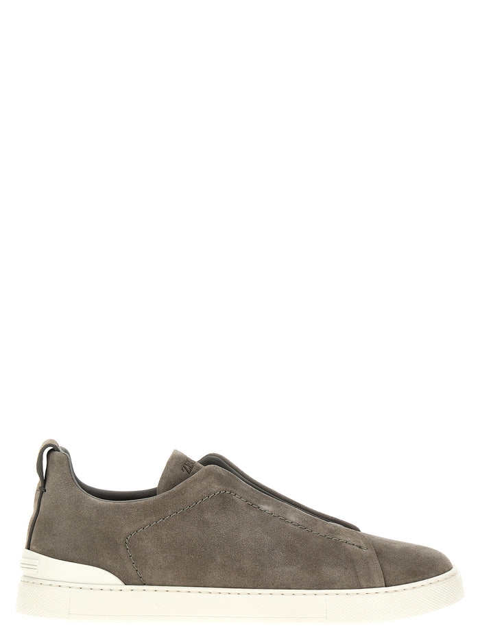 Triple Stitch Sneakers Gray Calfskin Leather (bos Taurus)