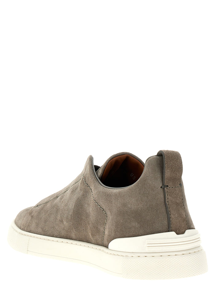Triple Stitch Sneakers Gray Calfskin Leather (bos Taurus)