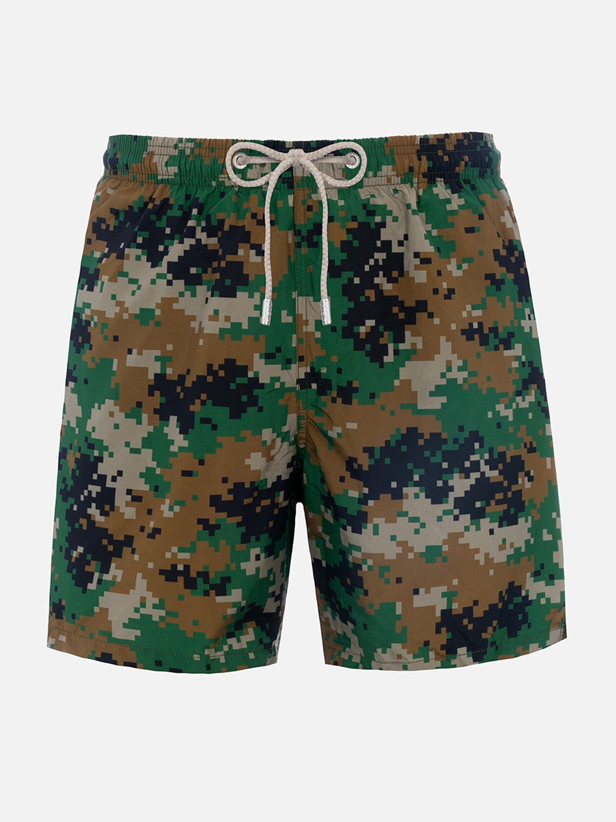 Man Lightweight Fabric Swim-Shorts Lighting With Camouflage Print Green Swimshort