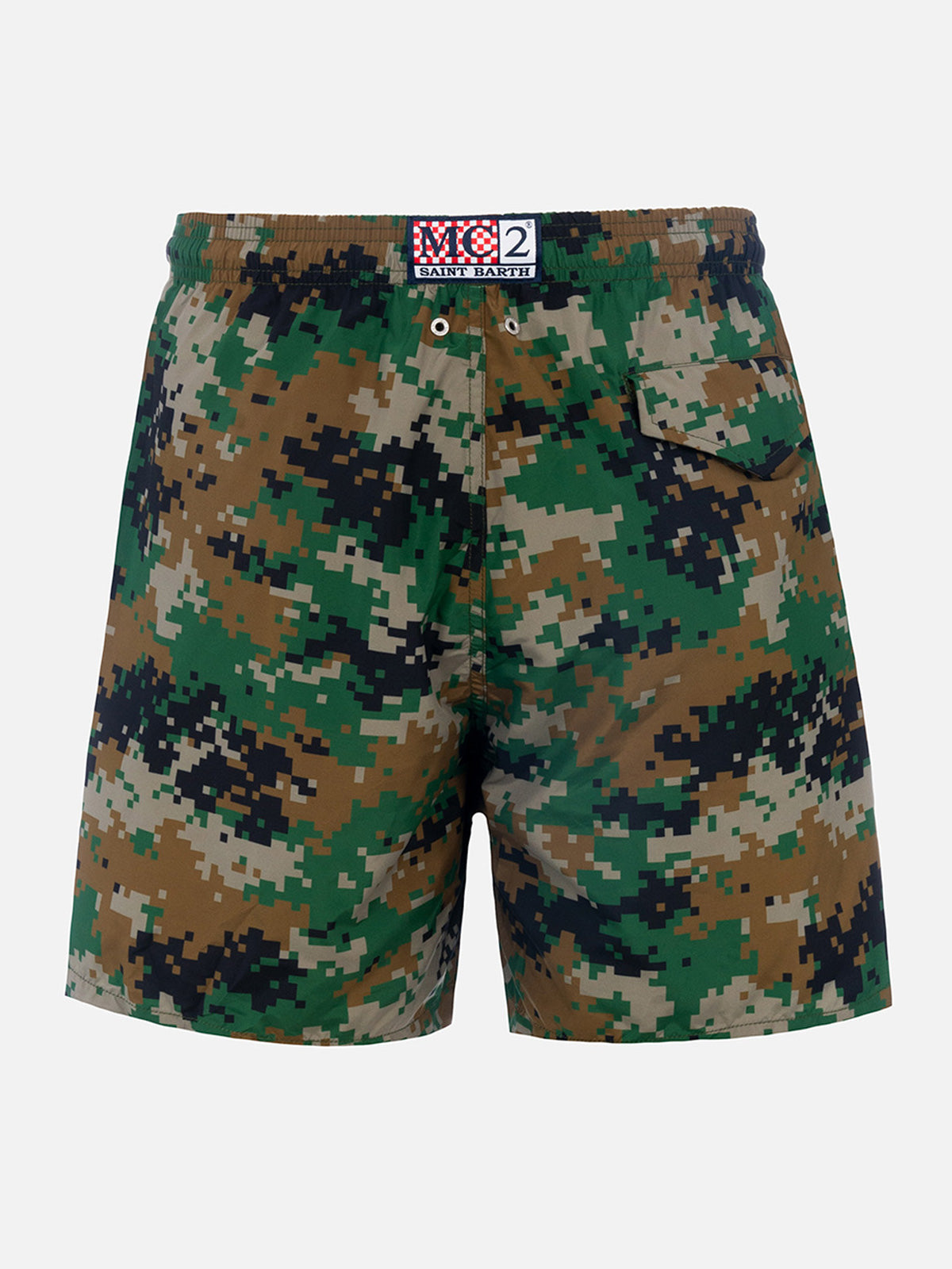 Man Lightweight Fabric Swim-Shorts Lighting With Camouflage Print Green Swimshort
