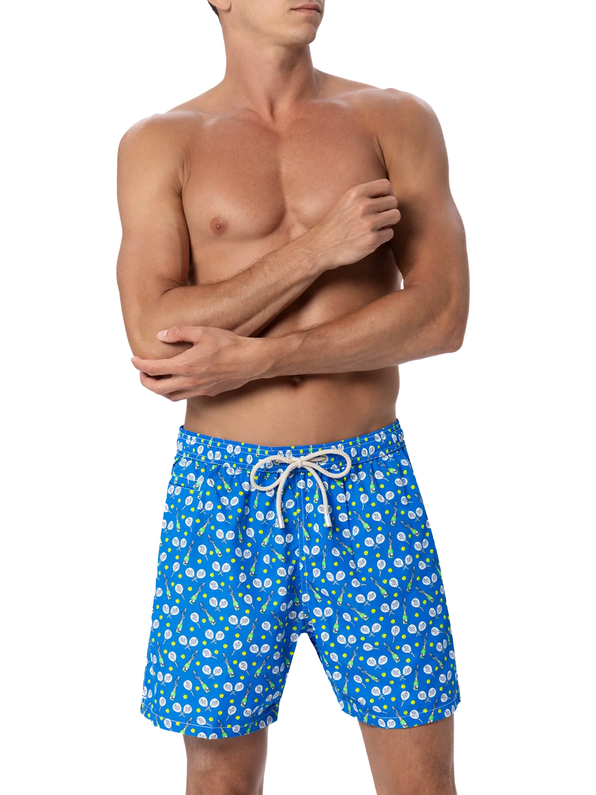 Man Lightweight Fabric Swim-Shorts Lighting Micro Fantasy With Padel Winner Print Blue Swimshort