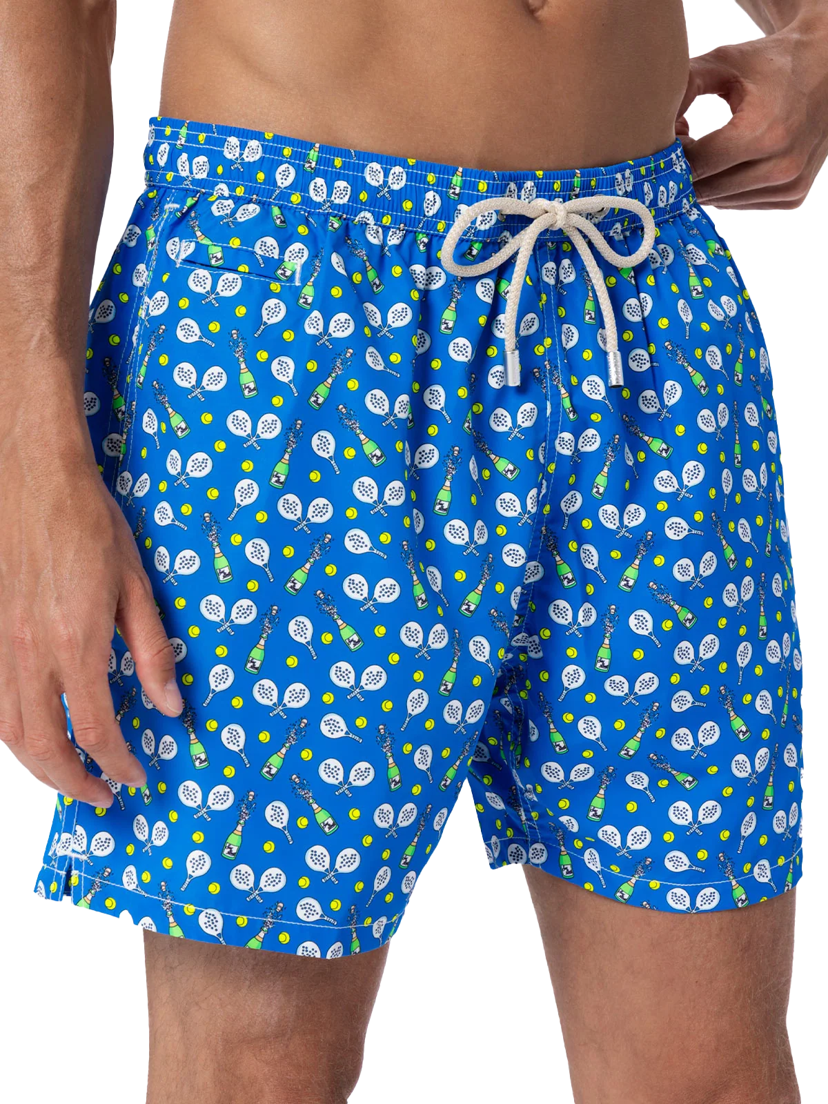 Man Lightweight Fabric Swim-Shorts Lighting Micro Fantasy With Padel Winner Print Blue Swimshort