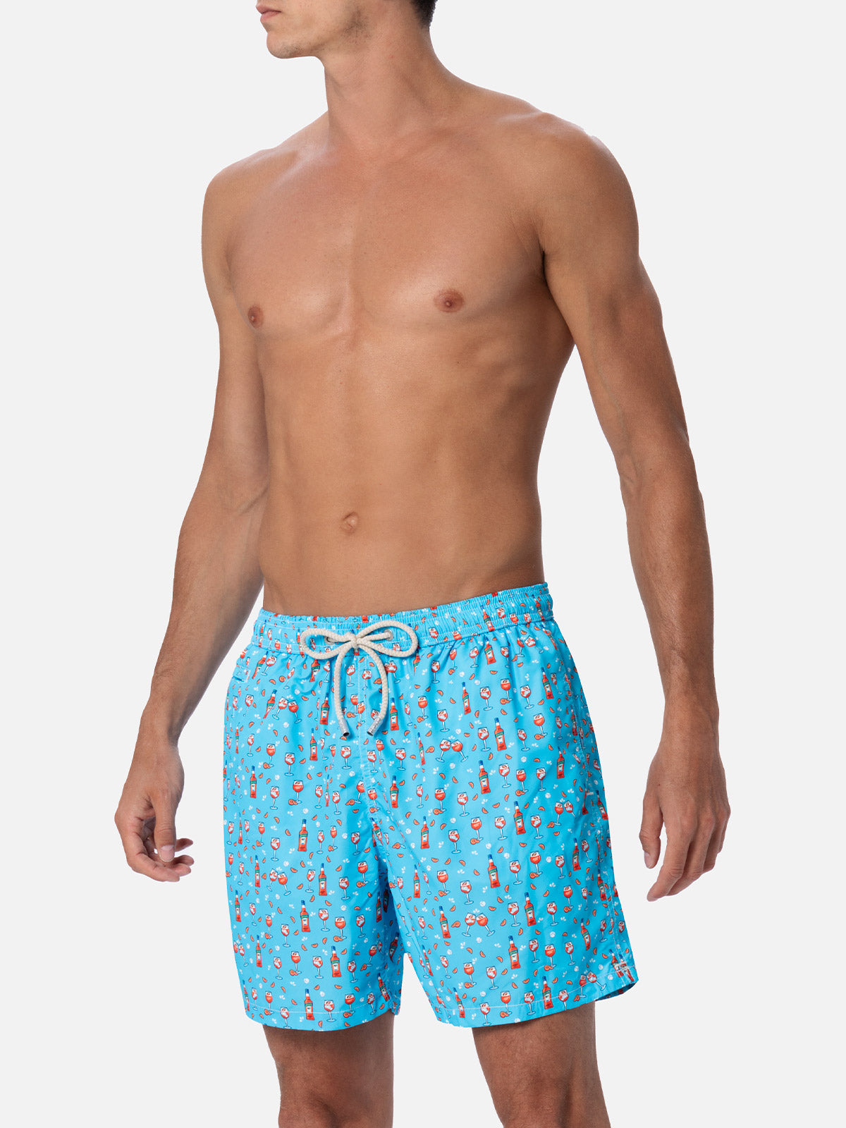 Lightweight Fabric Swim Shorts Lighting With Aperol Spritz Print | Special Edition Blue Swimshort