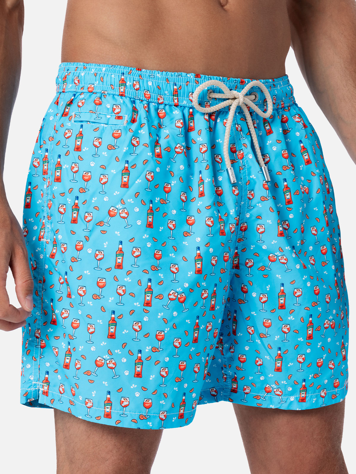 Lightweight Fabric Swim Shorts Lighting With Aperol Spritz Print | Special Edition Blue Swimshort
