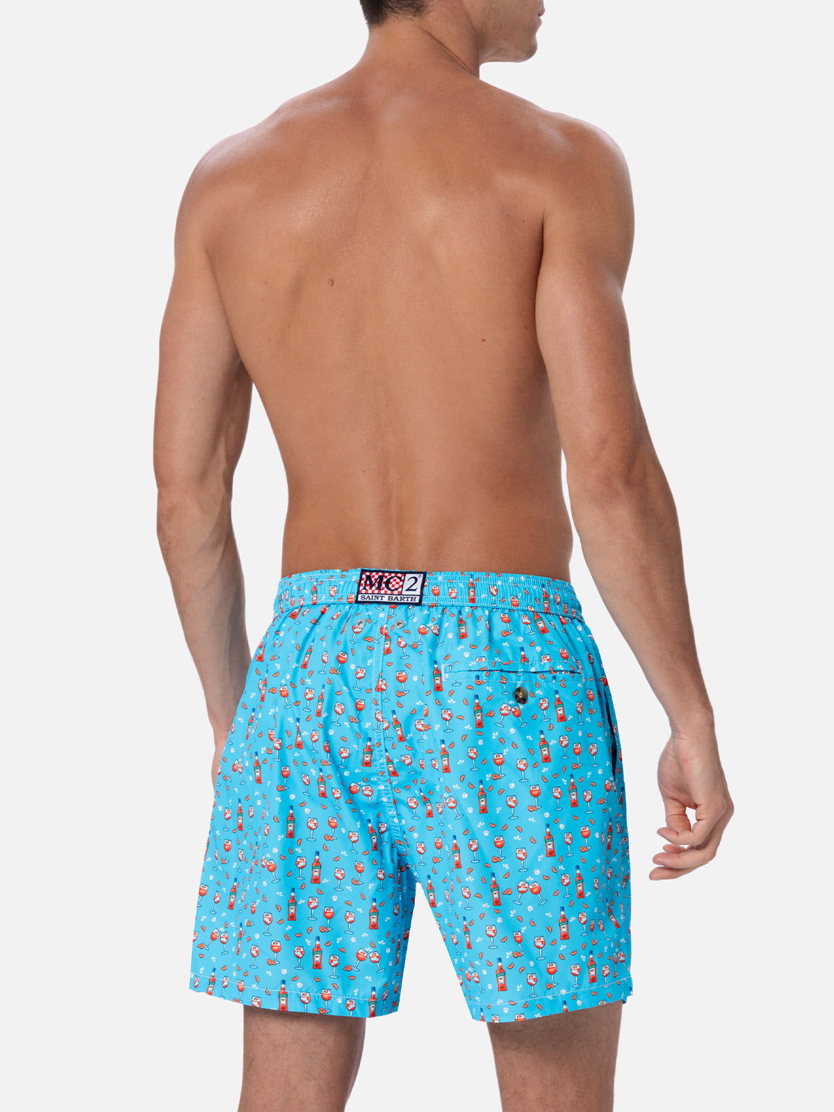 Lightweight Fabric Swim Shorts Lighting With Aperol Spritz Print | Special Edition Blue Swimshort