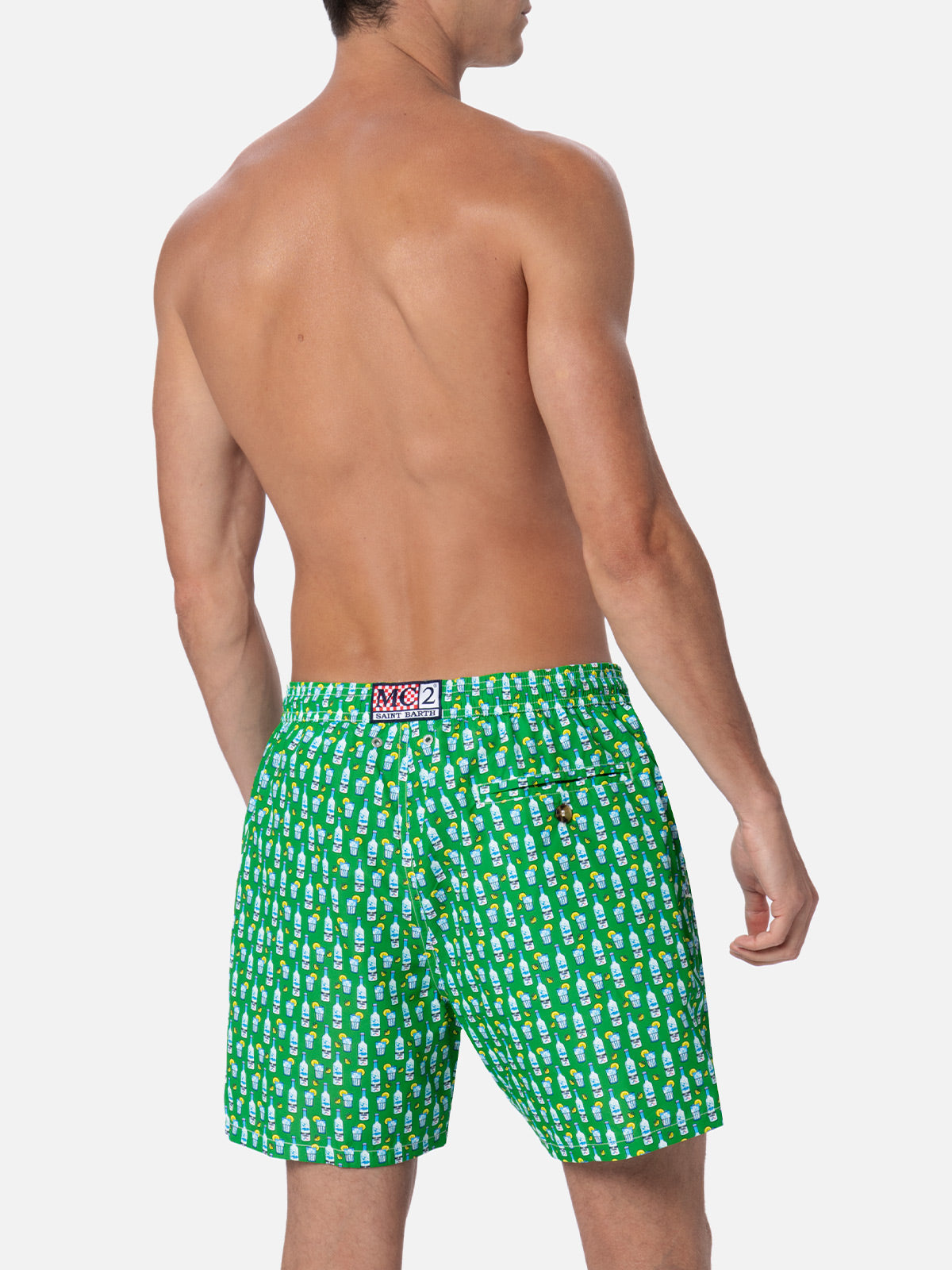 Man Lightweight Fabric Swim-Shorts Lighting Micro Fantasy With Tequila Print Green Swimshort