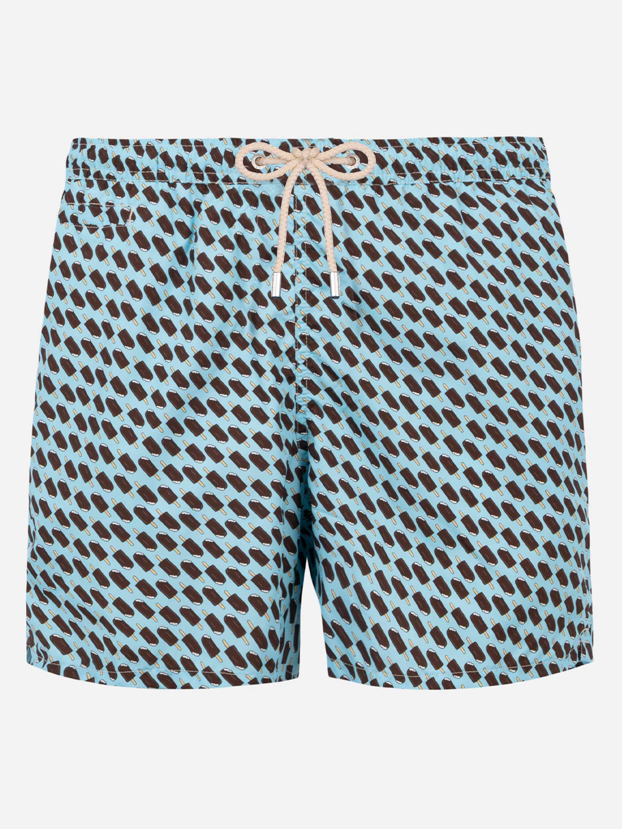 Man Light Fabric Swim Shorts With Cremino Print | Algida® Special Edition Blue Swimshort