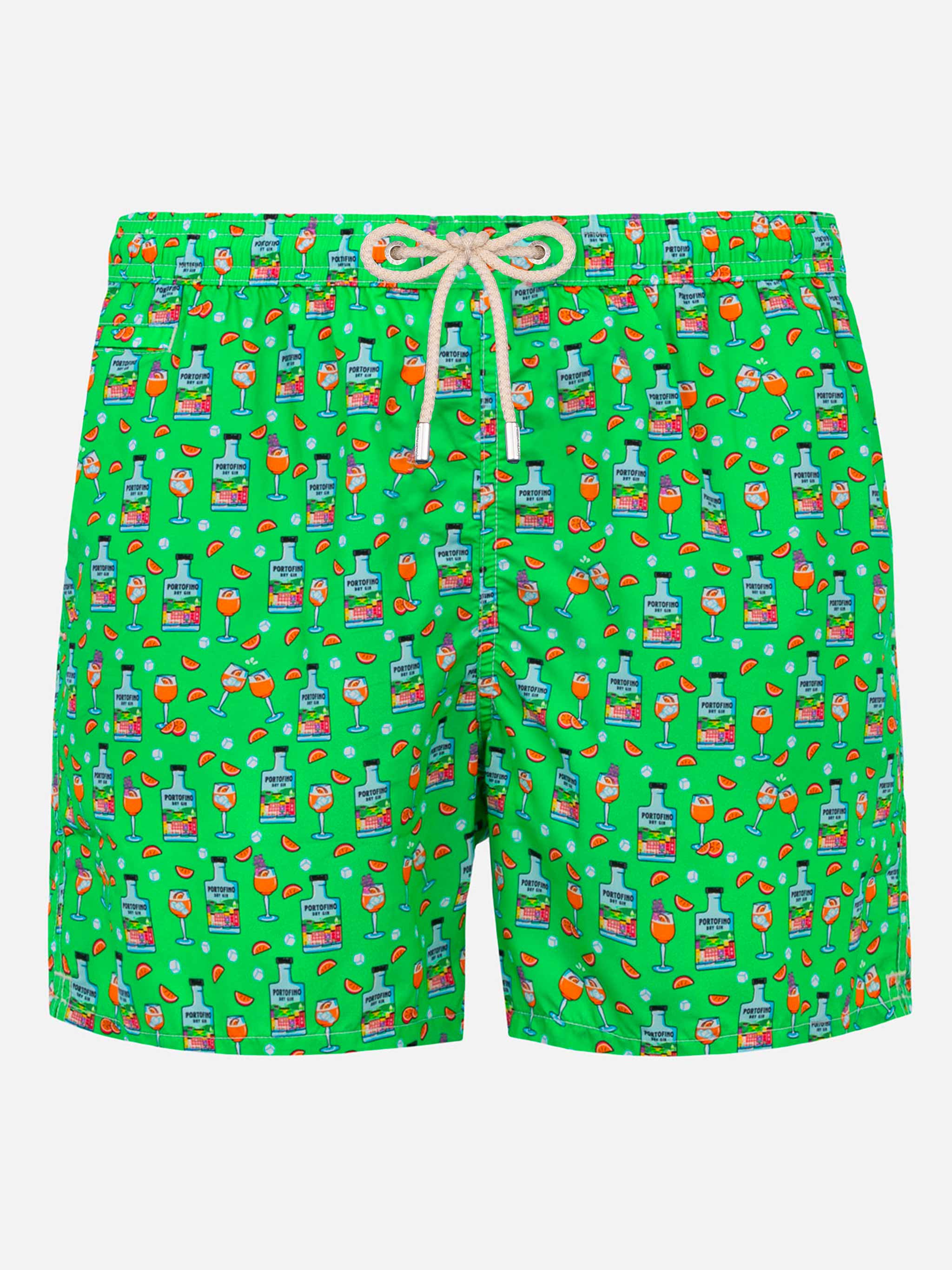 Man Light Fabric Swim Shorts With Gin Print | Portofino Dry Special Edition Swimshort