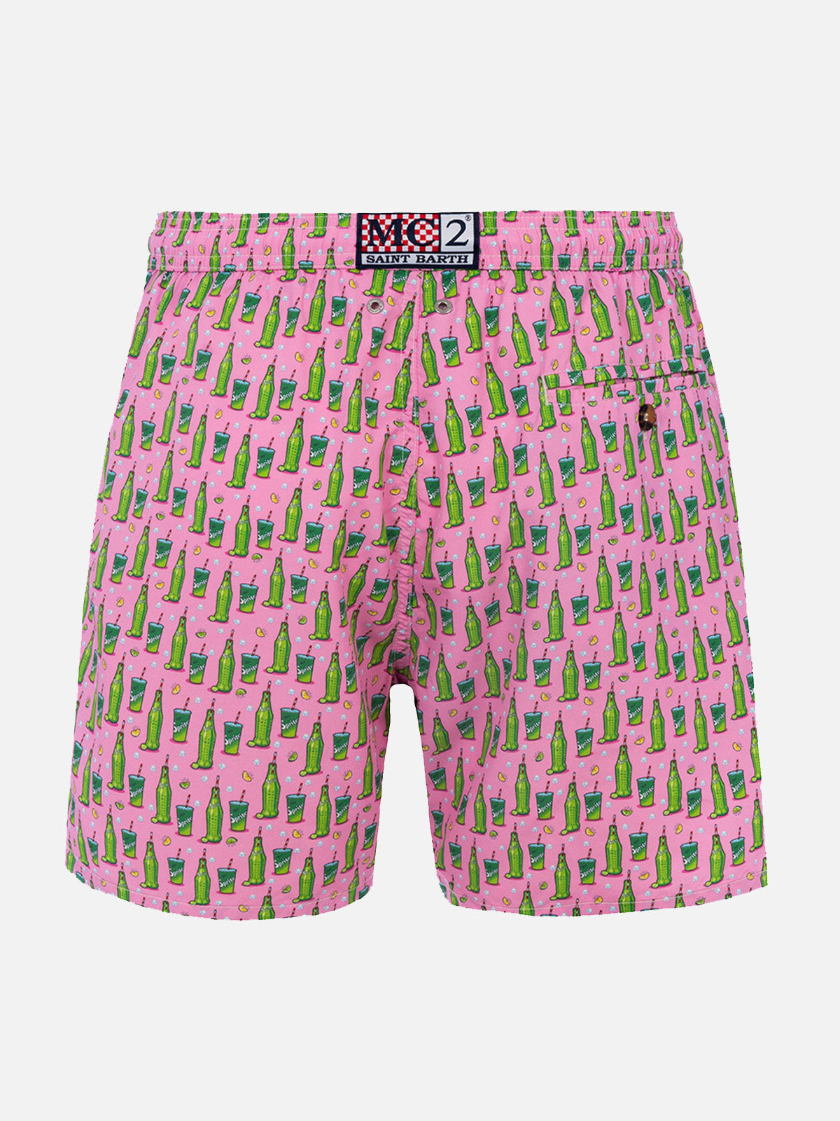 Man Lightweight Fabric Swim-Shorts Lighting Micro Fantasy With Sprite Print | The Coca Cola Company Special Edition Pink Swimshort
