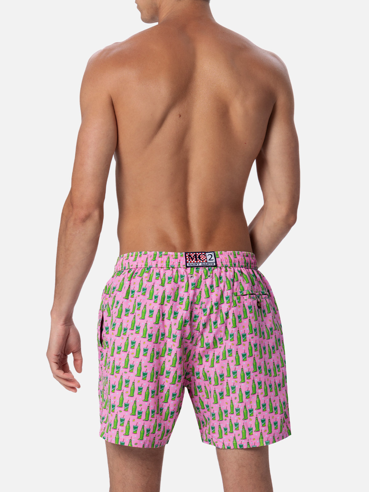 Man Lightweight Fabric Swim-Shorts Lighting Micro Fantasy With Sprite Print | The Coca Cola Company Special Edition Pink Swimshort