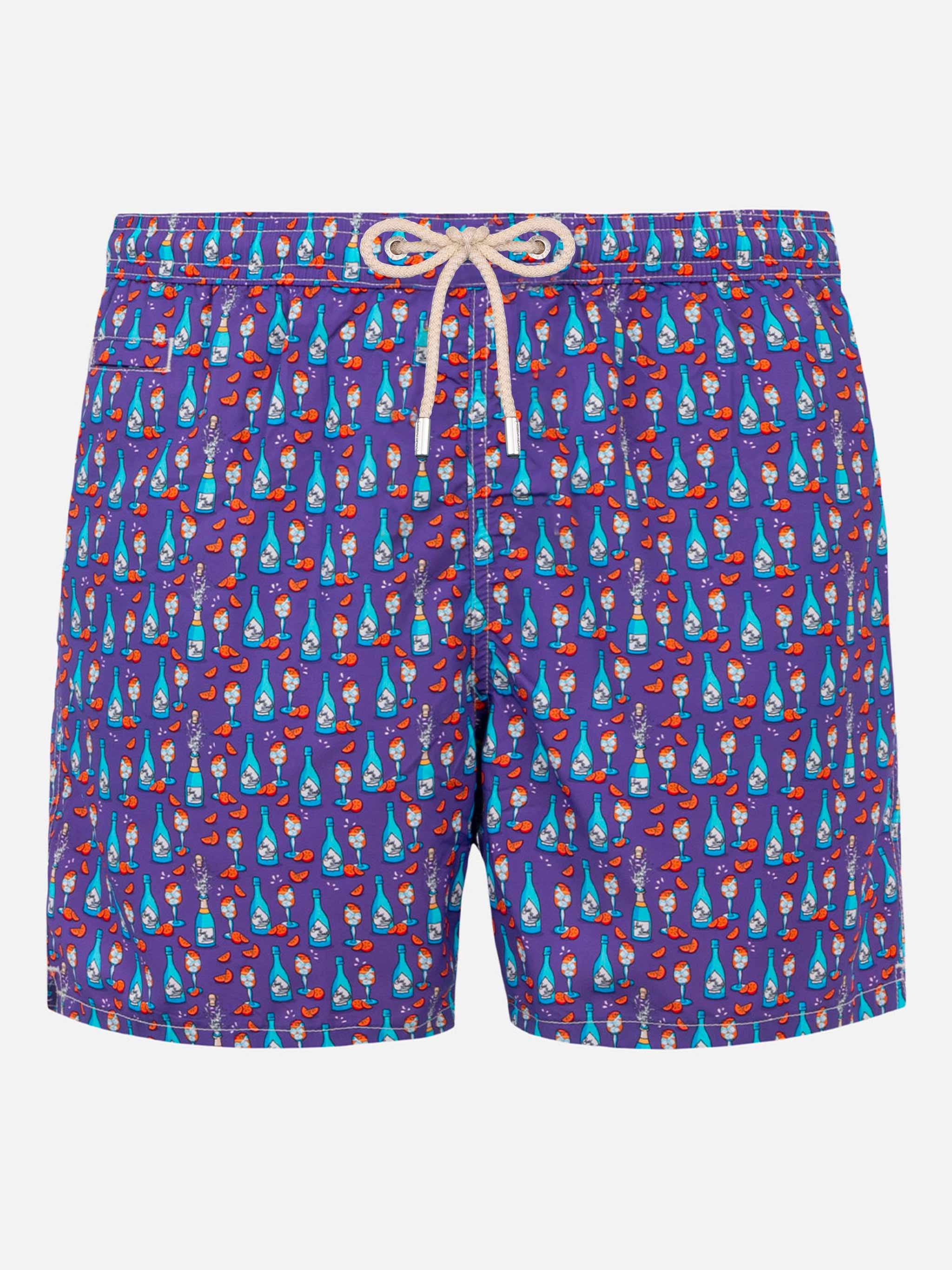 Light Fabric Swim Shorts With Spritz Print Pink Swimshort