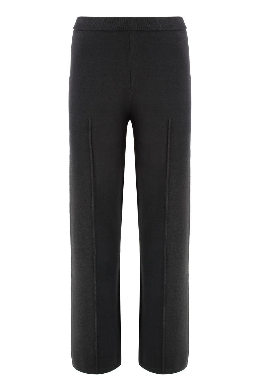 Knit Trousers Black Viscose Wide-leg