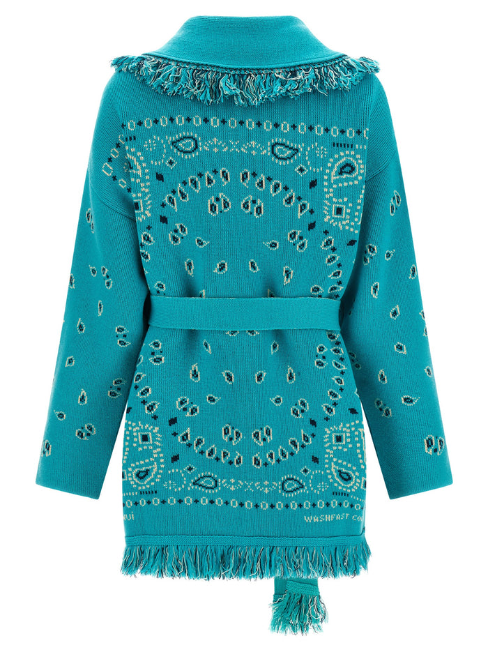 Bandana cardigan Light Blue Cashmere Linen Sweater, Cardigans