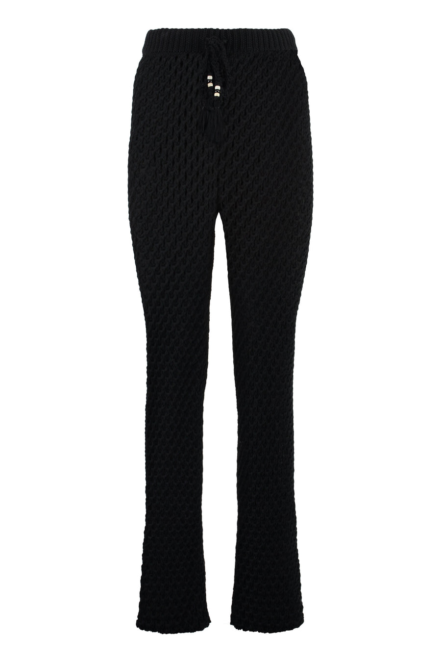 Flared Knitted Trousers Black Acrylic