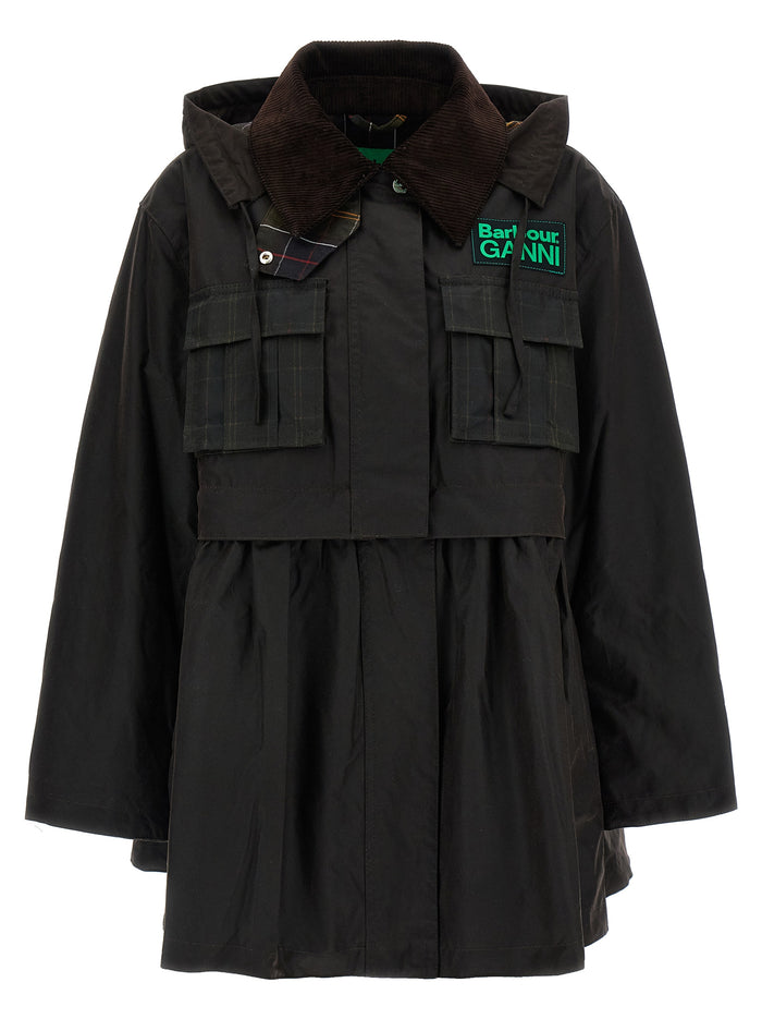 Parka Barbour X GANNI Brown Waxed Cotton Down Jacket, Parka, Casual Jackets